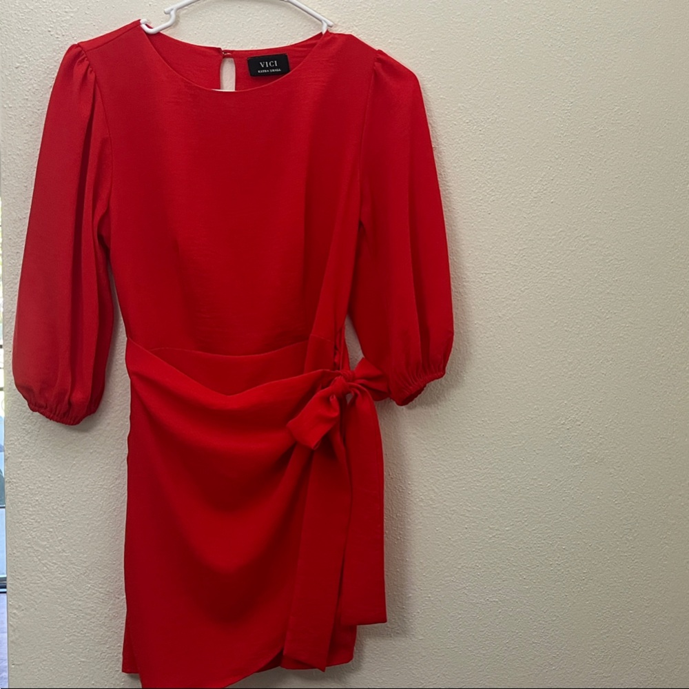 Vici Red Dress with Bow Detail